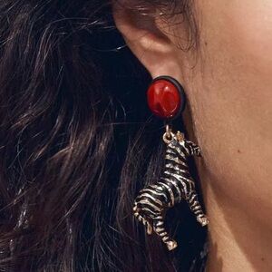 Exotic Zebra Enamel Couture Earrings